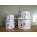 enamel serving bowl with pe lids/enamel high storage bowl with cute decals